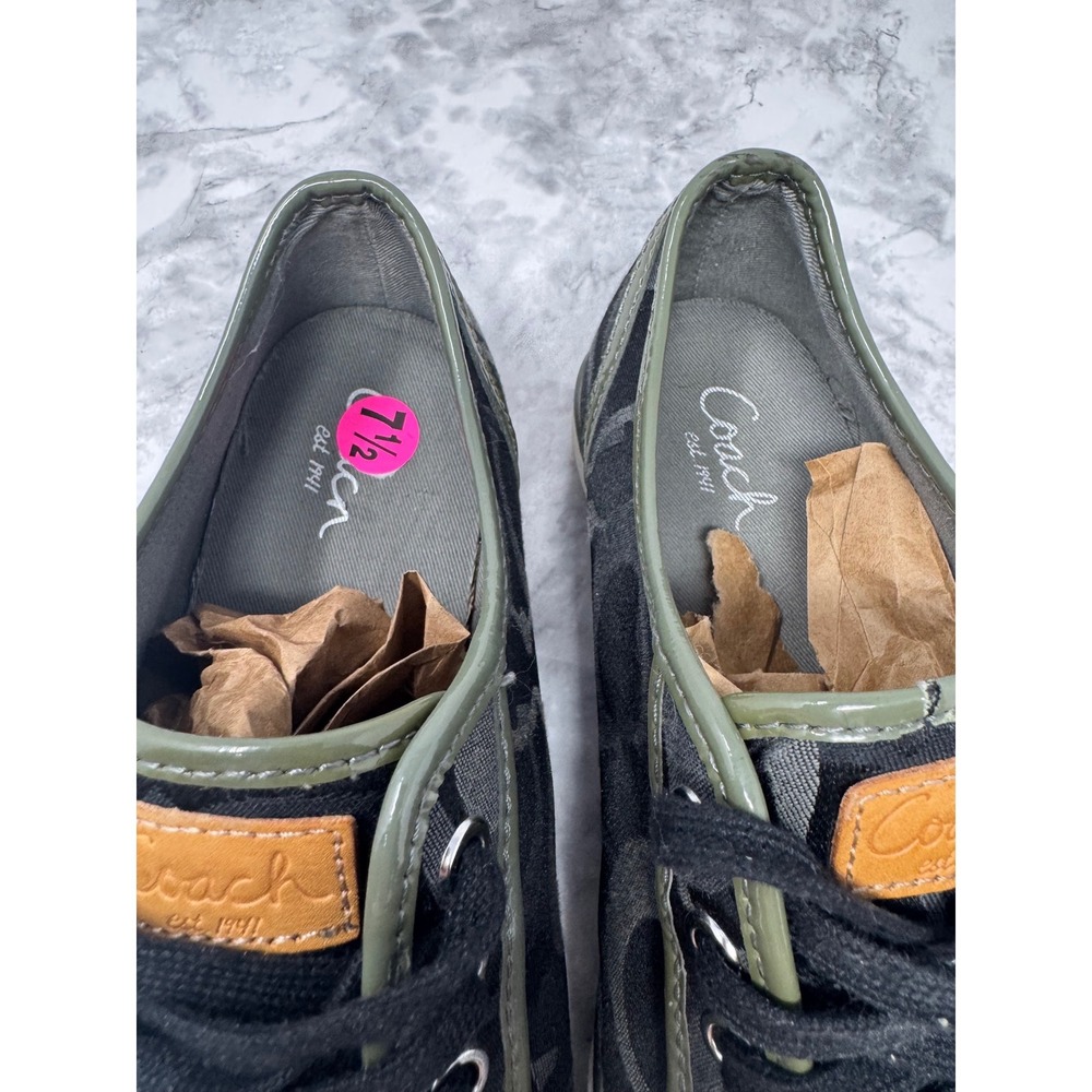 Coach Black & Olive Canvas Low-Top Sneakers - Picture 12 of 12